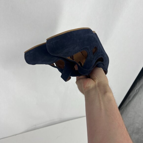 Jeffrey Campbell Leigh blue suede cross strap wedge shoes - Picture 8 of 12